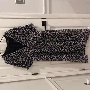 NWT Lulus Black Floral Midi Ruffle Hem Dress Size XL